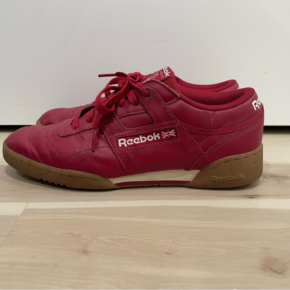Reebok Men’s Classic Workout Clean Cranberry Gum Trainers Shoe 9.5 Leather Red